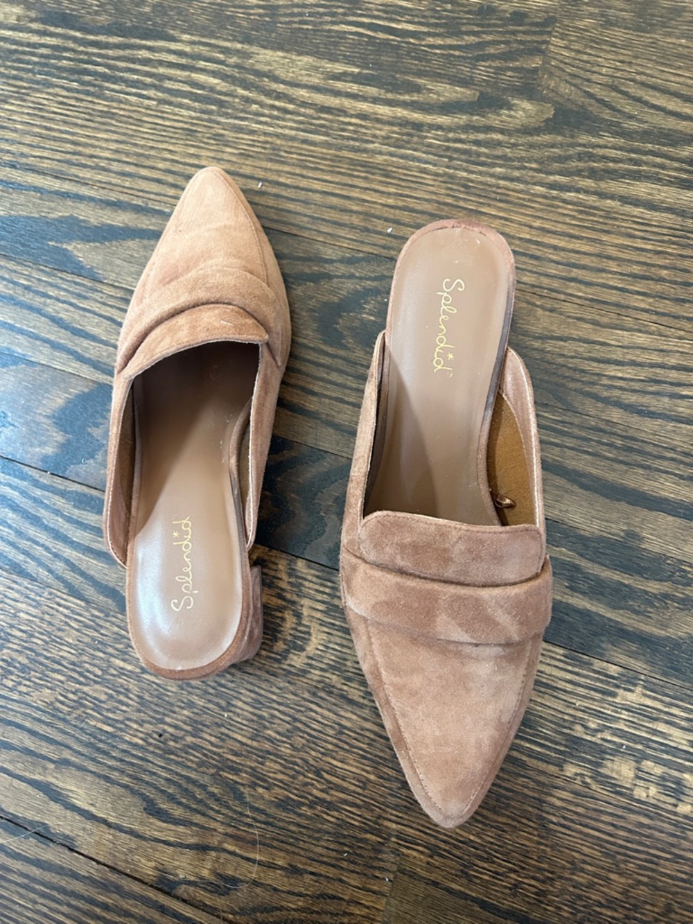 Splendid Pointed-Toe Suede Slip-On Mules in Tan - Picture 3 of 4